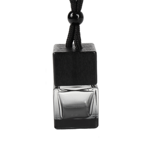 8ml Mini vacío gradiente negro cuadrado coche Perfume botella de vidrio con tapa colgante de madera para difusor de coche - Product Image 1