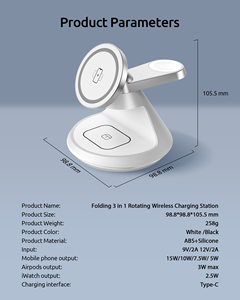 Gadget Inteligente 2025 Novos Produtos Populares Tecnologia 3 em 1 Carregador Sem Fio Carregador Sem Fio para Smartphone - Product Image 6