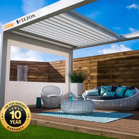 Pérgola de Techo Retráctil Eléctrica Moderna de Aluminio de Lujo Personalizable con Recubrimiento en Polvo, Impermeable, para Exteriores