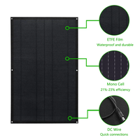Mini panneau solaire flexible OEM étanche IP68 6V 12V 18V 5W 15W 20W 25W 50W ETFE PERC, petit module PV pour caméra, IoT, sécurité