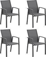 Chaises de salle à manger modernes en gros pour café, avec structure en aluminium, pour extérieur, pelouse, jardin, bord de piscine, véranda, noires