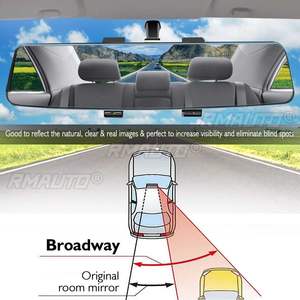 Espejo Retrovisor Interior Universal para Automóvil, Antideslumbrante, Gran Angular, Convexo, sin Marco, Lente Azul - Product Image 2