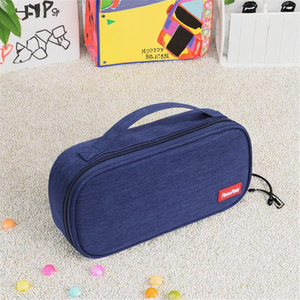 Estuche de viaje de poliéster de gran capacidad con asa, organizador multifuncional de doble capa para lápices. - Product Image 3