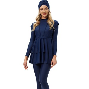Maillots de bain islamiques modestes et conservateurs pour femmes <span class=keywords><strong>2022</strong></span>, en nylon imperméable, très élastiques, avec coussinets de poitrine - Product Image 2