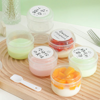 Récipient à pouding rond en plastique transparent jetable personnalisé coupe à gâteau pouding avec couvercle