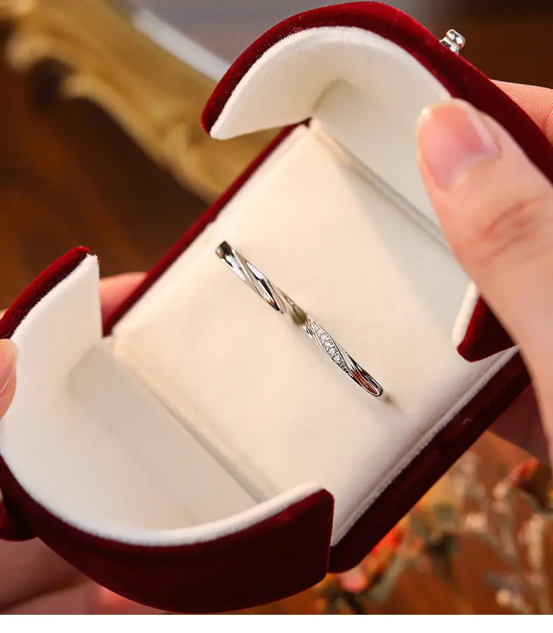 خواتم الزفاف الأكثر مبيعًا من PASUXI المكونة من الفضة الإسترليني عيار 925 بحجم قابل للتعديل بتصميم بسيط خواتم من الماس والزريكون الكريستالي لحفلات الزفاف