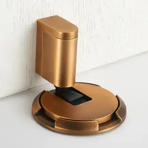 Modern Height Adjustable Wall Mounted Safety Glass Door Stop Brushed Gold Metal Door Holder Windproof Door Stopper