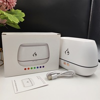 Diffuseur d'arômes personnalisé avec logo, flamme réaliste, 200 ml, USB, veilleuse d'ambiance pour chambre, avec arrêt automatique de sécurité