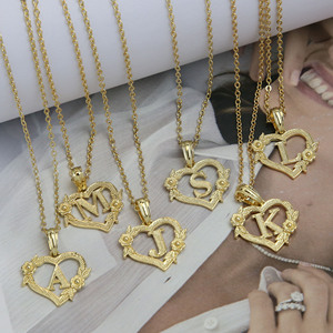 Con il nome del cuore di pesca, scritta con artiglio iniziale, per creare zirconi, ciondolo impermeabile alla moda, collane di gioielli da donna - Product Image 5