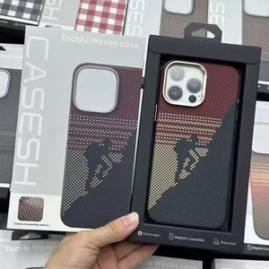 Custodia per telefono con motivo pied-de-poule a foro largo compatibile con <span class=keywords><strong>iPhone</strong></span> 17 Pro Max, <span class=keywords><strong>cover</strong></span> rigida magnetica integrata con texture intrecciata per <span class=keywords><strong>iPhone</strong></span> 16/15 - Product Image 4