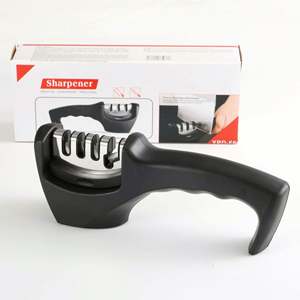 Afilador de Cuchillos de Cocina Ecológico de 3 Etapas, Negro, con Tungsteno y Cerámica, Grano Grueso - Product Image 4