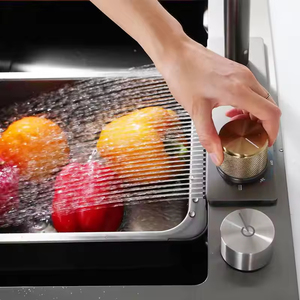 Lavello da <span class=keywords><strong>Cucina</strong></span> Grande a Quattro Fori in Acciaio Inox 304 con Rubinetto Estraibile e <span class=keywords><strong>Doccetta</strong></span> a Pioggia - Product Image 3