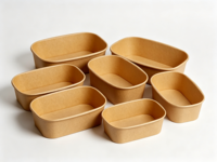 Wegwerp suikerrietpulp biologisch afbreekbare verdikte magnetronbestendige lunchboxen en schaaltjesset, 50 stuks per verpakking, hamburger- en fruitborden
