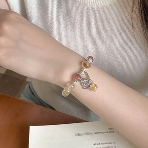 Pulsera de Cristal Amarillo Natural con Cara Sonriente, Plata de Ley S925, Joyería para Mujer de Uso Diario, Buena Suerte, Riqueza y Fortuna - Product Image 5