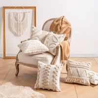 Housse de coussin décorative bohème marocaine brodée, luxe, neutre, pour canapé et fauteuil