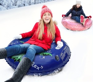 Bouée <span class=keywords><strong>de</strong></span> <span class=keywords><strong>neige</strong></span> gonflable en PVC épaissi, robuste, avec poignées, motif dinosaure, pour sports d'hiver, luge, extérieur, Noël - Product Image 1