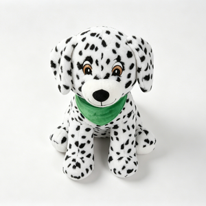 Peluche de Dálmata Personalizado, Cachorro de Dálmata Sentado con Manchas Blancas y Negras y Pañuelo Triangular Verde - Product Image 1
