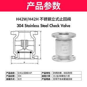 วาล์วกันกลับแนวตั้งแบบมีหน้าแปลน สแตนเลส 304 รุ่น H42W-16P พร้อมสปริงยก วาล์วกันกลับทางเดียว จากผู้ผลิตขายส่ง - Product Image 4