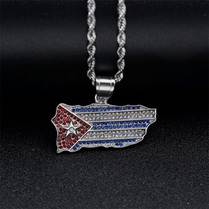 Collar con Colgante de Mapa de Diamantes Arcoíris de Acero Inoxidable, Joyería Creativa para Hombre - Product Image 6