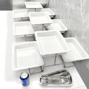 Suministros al por Mayor para Hoteles, Soporte de Exhibición de Alimentos de Cerámica de 3 Niveles, Exhibidores para Catering, Bandejas Elevadas para Buffet, Bandejas para Servir Fácilmente - Product Image 4