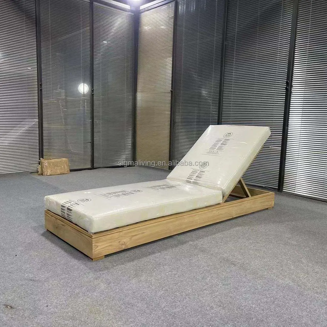 SIGMA Teak Chaise Lounge Poolside Sun Lounger Solid Wood Beach Lounge