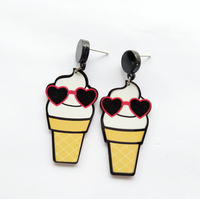Boucles d'oreilles en acrylique tendance dessin animé, motifs fruits, nourriture, cola, pastèque d'été, glace, dessert, biscuit, fraise, style Kawaii