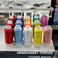 Fil mercerisé 100 % polyester haute ténacité 120D/2 4000 yards, faible MOQ, pour machine à broder, respectueux de l'environnement, fourni directement par l'usine