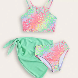 Nouveauté : Maillots de bain réversibles pour enfants et tout-petits, sans manches, dos nu, bikinis à double couche, motifs floraux hawaïens, maillots de bain pour filles - Product Image 4