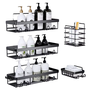 Rangement mural en métal pour <span class=keywords><strong>salle</strong></span> <span class=keywords><strong>de</strong></span> <span class=keywords><strong>bain</strong></span>, lot <span class=keywords><strong>de</strong></span> 6 paniers <span class=keywords><strong>de</strong></span> douche, étagère d'angle antirouille - Product Image 1