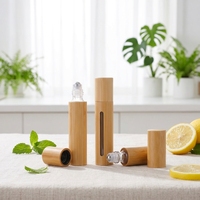 Bouteille d'huile à libération lente et antibactérienne, idéale pour le bureau, les voyages, les fêtes, bouteille à bille en bambou, bouteille à bille pour huiles essentielles