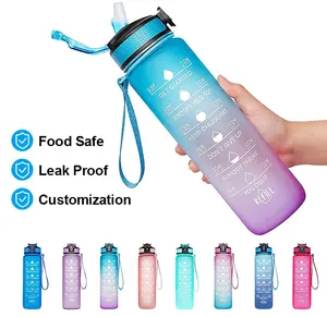 Gym Sports Time Motivational Clear Plastic Water Bottles With Custom Logo