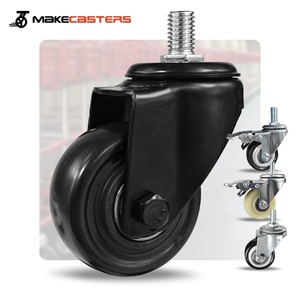 Schwarze <span class=keywords><strong>PP</strong></span> Mittelschwere Lenkrollen Schraube M10 Schwenkbar Mit Bremse Verriegelbare Rollen 1,5\"2\"2,5\"3\"4\"5\" Zoll für Industriewagen - Product Image 1