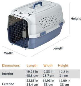   Basics <span class=keywords><strong>Transporteur</strong></span> de voyage pour animaux de compagnie à chargement par le haut à 2 portes, rigide, gris bleu, pour chiens et chats - Product Image 4