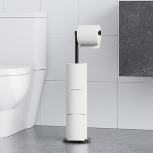 Portarotolo da Bagno AKPN in Acciaio Inox dal Design Semplice, Portarotolo da Terra a Barra Singola con Scopino per WC - Product Image 2