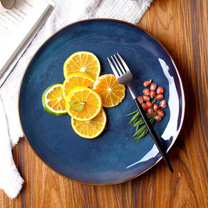 Antike moderne Vintage mexikanische matte Farbe nordische Masse Europa serviert Abendessen blau grün Keramik Steinzeug Teller
