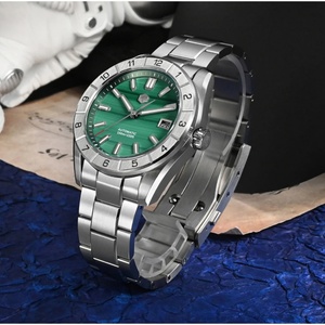 San Martin – montre de luxe pour hommes, 42mm, cadran en Malachite verte, montre-bracelet mécanique en acier inoxydable, saphir, étanche 10 bars, SN0130G-B - Product Image 3