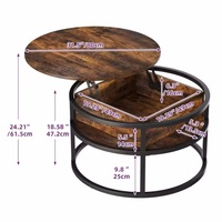 Table basse ronde moderne à plateau relevable avec rangement Tables de salon élégantes en bois pour usage domestique