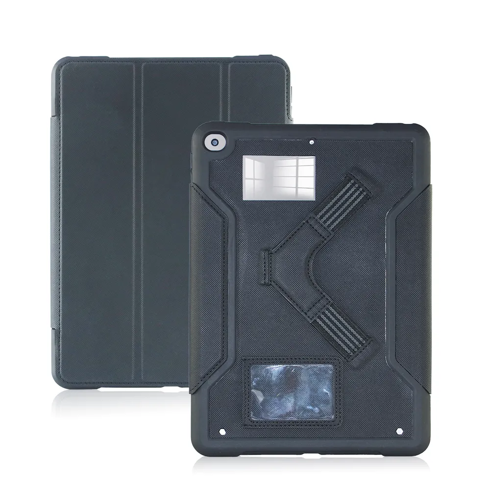 Shockproof Rugged Case untuk iPad 10.2 Inci Tali Penahan Penutup Belakang PC Keras Anti-jatuh Sudut Airbag Tablet Case untuk iPad 7/8/9th