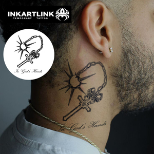 Autocollant de <span class=keywords><strong>tatouage</strong></span> temporaire personnalisé motif étoile croisée, imperméable, longue durée (15 jours), semi-permanent, pour le <span class=keywords><strong>cou</strong></span> et les épaules - Product Image 2