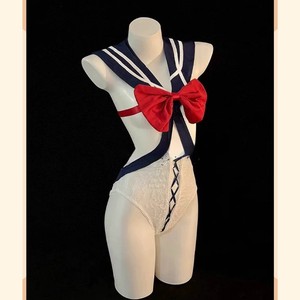 Disfraz Sexy de Marinera Azul para Mujer, Lencería, Uniforme, Cosplay con Lazo Rojo y Detalles de Encaje para Juego de Roles - Product Image 1