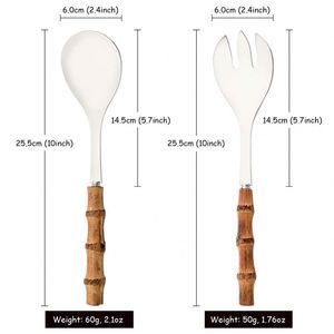 Juego de Cubiertos de Acero Inoxidable al por Mayor con Diseño de Mango de Bambú para Servir Ensaladas, Tenedores y Cucharas para Hoteles y Restaurantes - Product Image 2