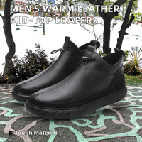 <strong>Men's</strong> Loafers Penny Loafer Flats Genuine Leather Mid-Top Slip <strong>Skateboarding</strong> <strong>Shoes</strong> Thickened Fleece Cotton Padded Warm Spring