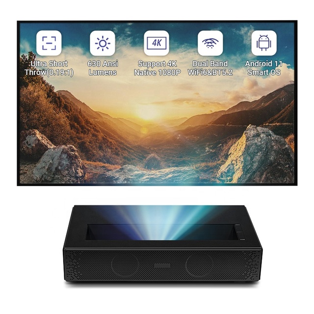 Hotack D068 Smart Laser Projector Hot Selling Full HD 4K  TV for Home Theater Ultra Short Throw