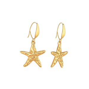 Boucles d'oreilles pendantes en forme d'étoile de mer, acier inoxydable 316L, placage or PVD, bijoux tendance - Product Image 2
