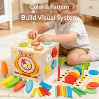 Cubo de Actividades Montessori Duradero para Combinar Colores, Clasificador de Formas Multifuncional, Juguete Educativo de Pesca de Madera para Niños