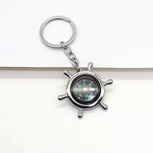 Creative Mini Outdoor Sports Pendant Gift Wholesale Simulation <b>Ship</b> Metal Steering <b>Wheel</b> Compass Keychain - Product Image 5