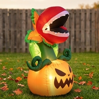 Citrouille gonflable d'Halloween avec homme qui mange une plante et lumières LED pour décoration extérieure de jardin, fête, modèle d'exposition effrayant