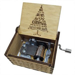 Caja de Música de Madera YIYU de Primera Calidad con Manivela, Mecanismo de Canción de 30s, Reno Grabado, Impresión UV, Estilo Americano, Regalo para el Hogar - Product Image 1