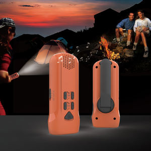 Torche radio d'urgence FM à manivelle portable rechargeable avec lampe de poche LED, alarme SOS et chargeur de téléphone pour outil de survie - Product Image 1