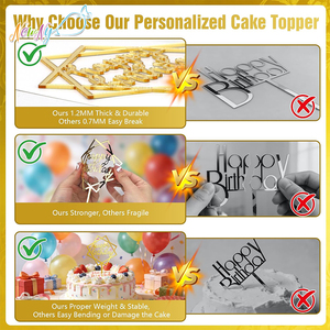 Decorazioni per Torte Non Commestibili Confezionate Singolarmente Riutilizzabili Topper per Torte di <span class=keywords><strong>Compleanno</strong></span> in Acrilico Vendita all'Ingrosso - Product Image 3
